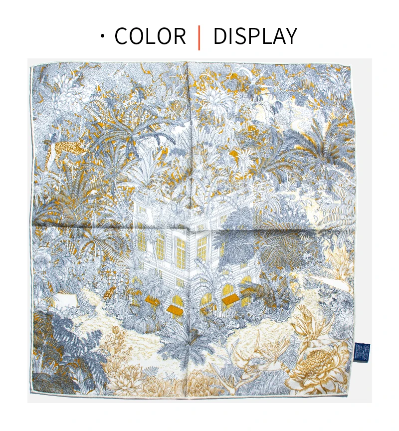 Elegant Tropical Palace Print Silk Wool Scarf Women 65X65cm Square Perfect Luxury Gift for Birthday Anniversary