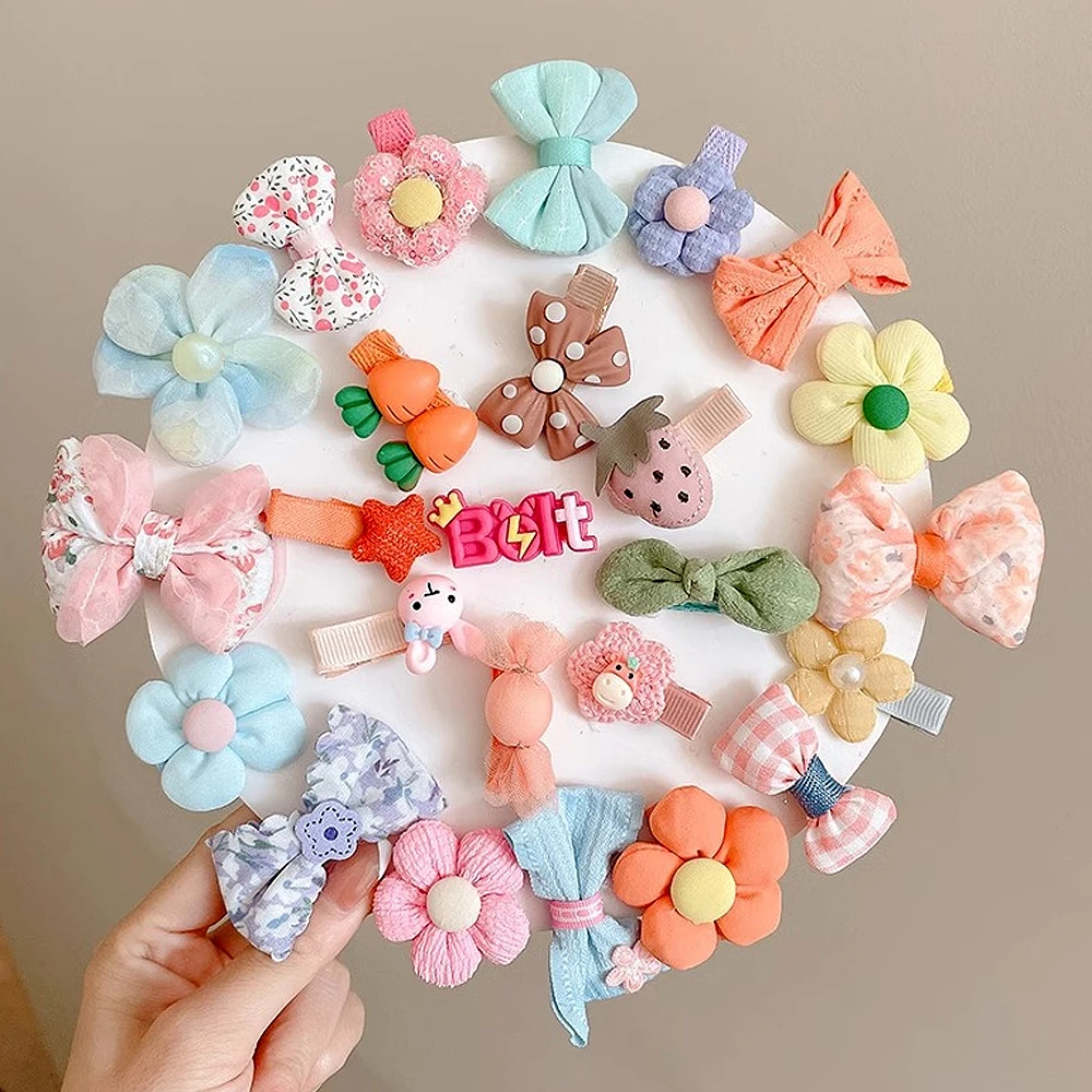 Colorful Flower Fabric Hair Clip Non Slip Cloth Bowknot Candy Shaped Alligator Hairpin Barrettes For Side Bang Baby Jewelry Gift