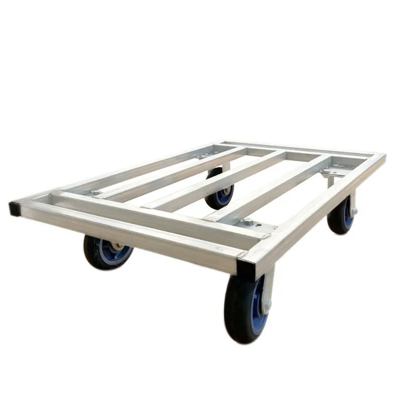 Large load-bearing cart Extended trailer Pull goods Portable car Silent flatbed truck Turtle car Square tube truck