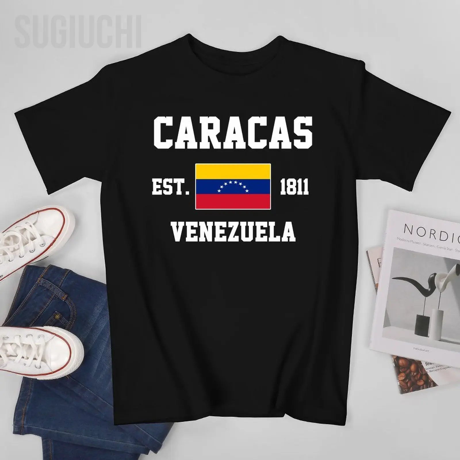 Patriotic Flag Venezuela EST.1811 Caracas Men Tshirt Tees T-Shirt O-neck T Shirts Women Boys Clothing 100% Cotton