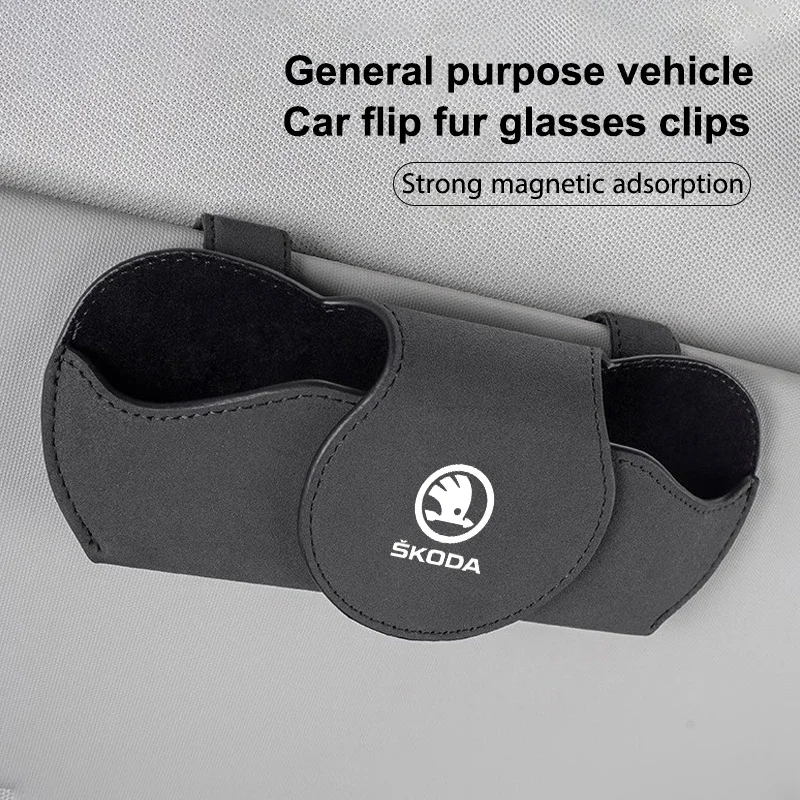 Car Glasses Clip Sun Visor Storage Clamp Ticket Card For Skoda Fabia Yeti Rapid Kodiaq Mk3 A4 A6 A7 Kamiq Karoq Vrs Accessories