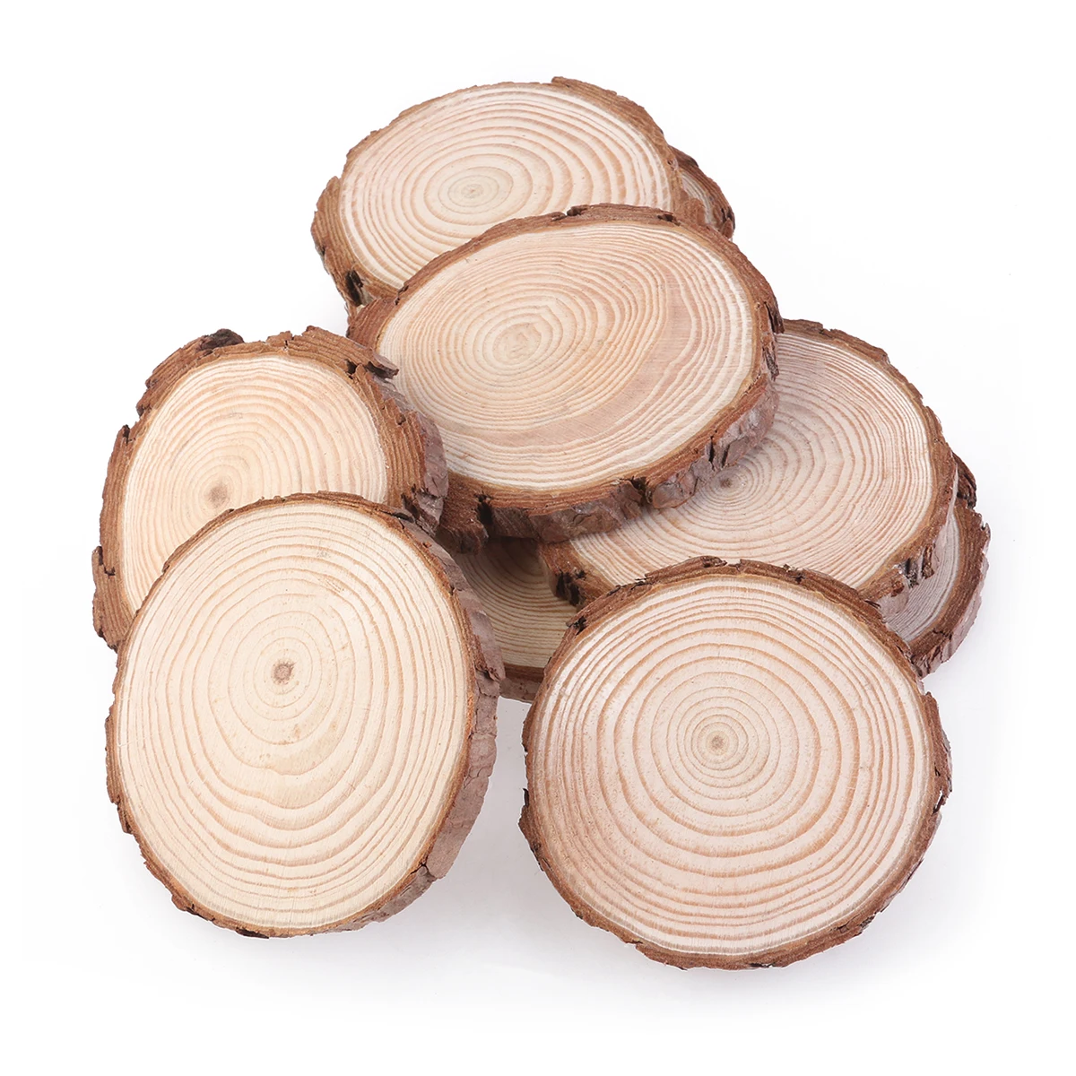 

5pcs 7-9Cm Wood Color Pinewood Slices Discs For Diy Crafts Wedding Decorations Natural Round Small Log Slices Wooden Craft