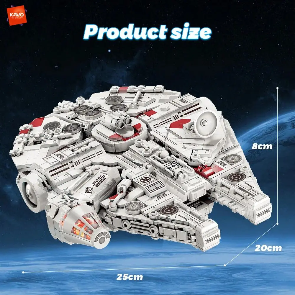KAVOWORLD 1361PCS Starship Building Blocks Kit Millennium Falcon Inspired Model STEM Construction Toys Desktop Display for Kids view 2