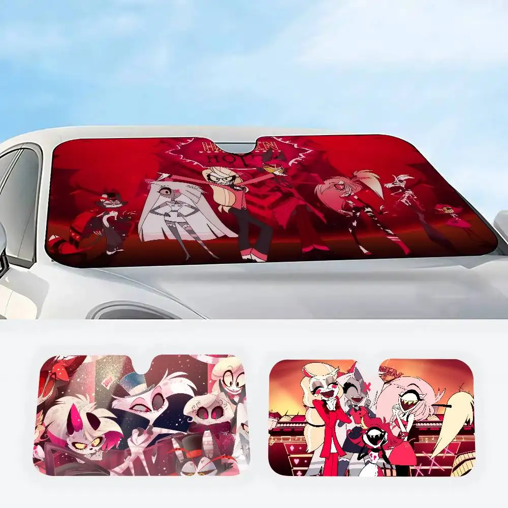 

Популярный солнцезащитный козырек для автомобиля с изображением персонажей аниме H-Hotel H-Hazbin, персонализированный, блокирующий УФ-лучи, защитный экран от солнца