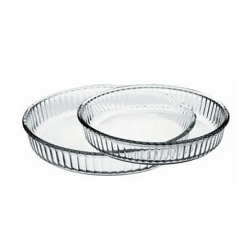 Borcam 2'Li Glass Round Heat Resistant Tray