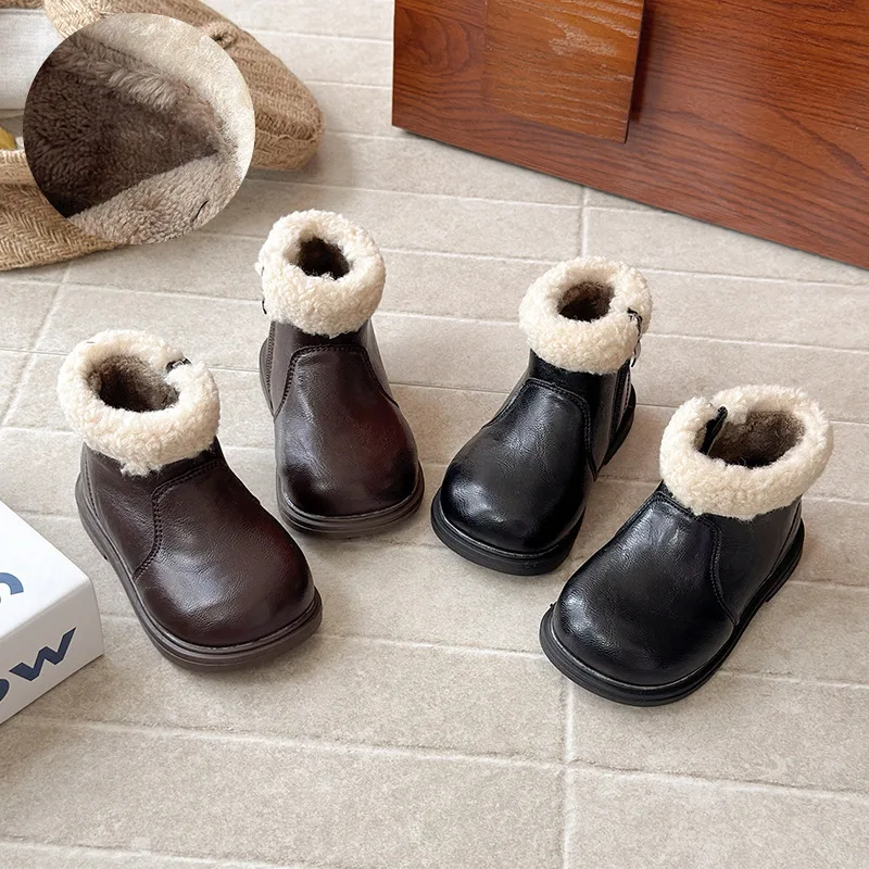 

2025 Winter New Children Casual Short Boots for Girls Fashion Korean Style Soft Bottom Anti-slippery Versatile Princess Shoes