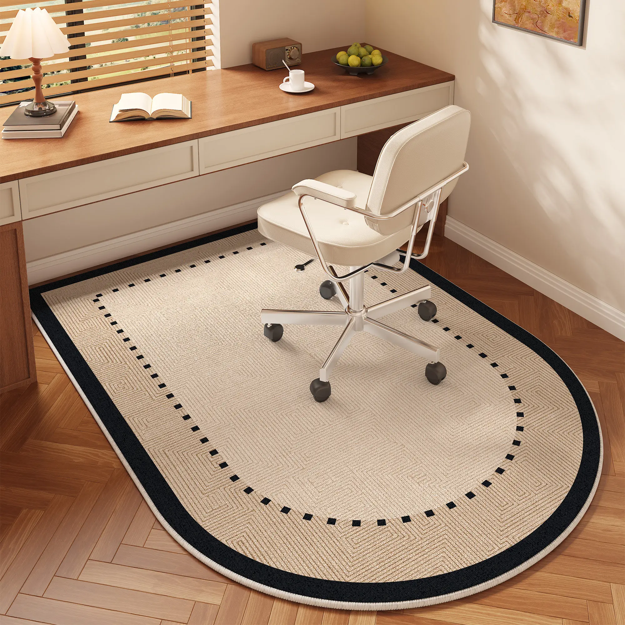 VIKAMA 2026 Vintage Style Office Chair Cushion Anti Slip Wear Resistant Floor Mat Bedroom Study Game Room Home Decor Carpet