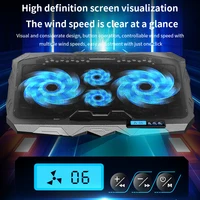 TISHRIC Laptop Cooler Four Fan Gaming Notebook Cooling Pad Led Screen Two USB Port 1100RPM Notebook Cooler For 12-17 Inch Laptop - Image 2