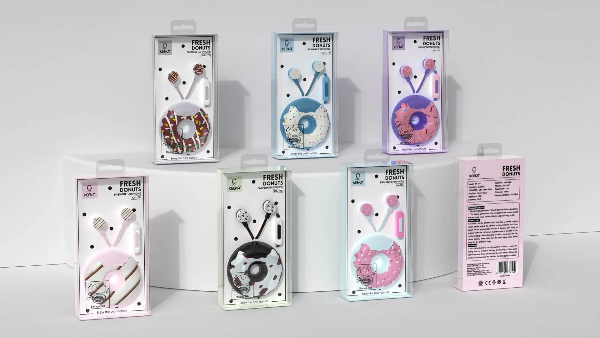 Cartoon Donuts หูฟังแบบมีสายหูฟังพร้อมไมโครโฟน3.5มม.Headphone Stereo น่ารักที่เก็บหูฟังเด็กเด็กเล็กเด็กผู้หญิงของขวัญ