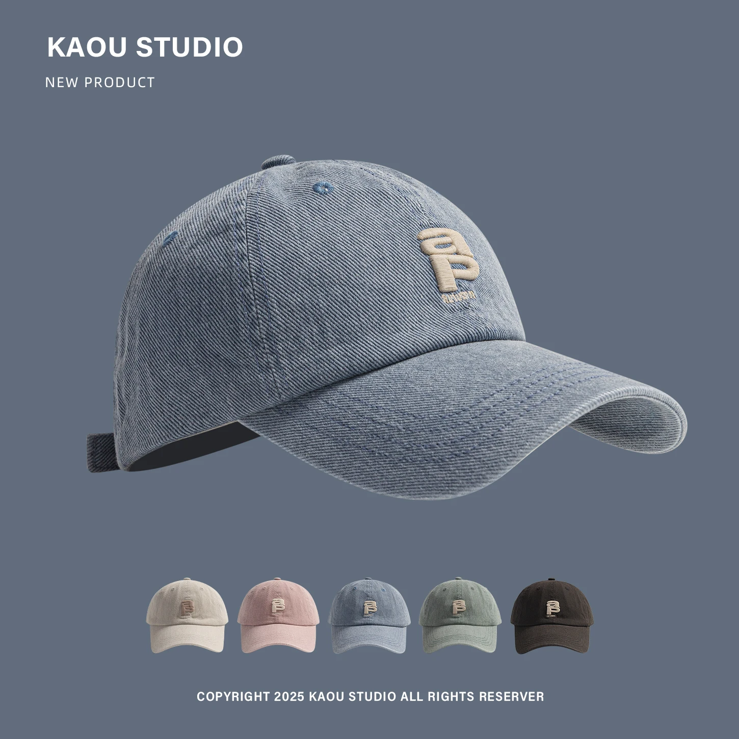 

Men's Vintage Washed Baseball Cap with Embroidery, Versatile, Face Slimming, Sunshade, Shopping