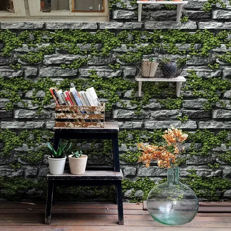 

10M Wallpaper Non-self-adhesive Bedroom Waterproof 3D Retro Cultural Stone Brick Pattern Hotel Bar.