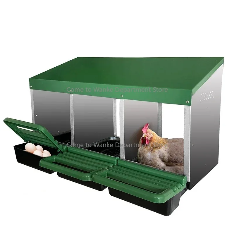 

3 Compartment Laying Nest Easy Assembly With Removable Plastic Egg Collection Basket For Easy Cleaning Poultry Usage