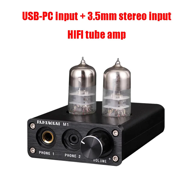 Audiophile Tube Headphone Amplifier 6J9 Tube Mini Audio Preamplifier PC-USB External Sound Card Can Drive 16-600Ω Headphones