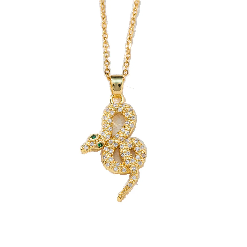 

Necklace Women's 18k Gold Plated Colored Crystal Zircon Animal Snake Seasonal Fashion Jewelry Couple Gift