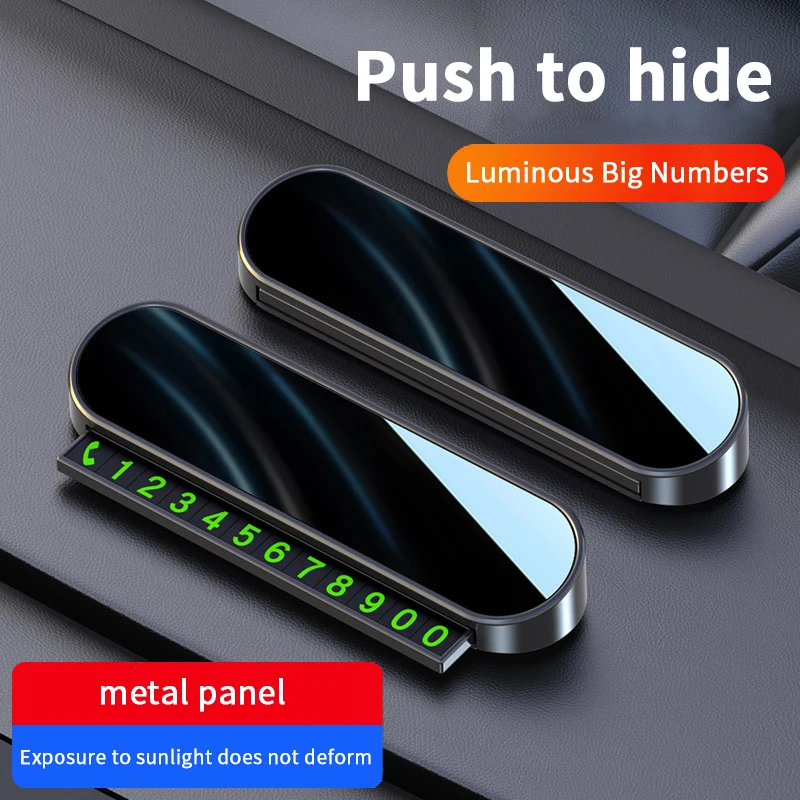 Car Temporary Parking Phone Number Plate, Push to Hide Telephone Number Card, Automobile Interior Accessories Car Styling