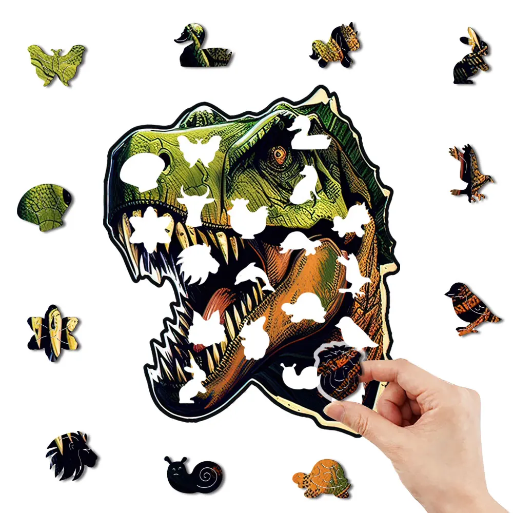 Tyrannosaurus Rex Animal Wooden Puzzle Personalized Adult Irregular Shape Puzzle Children's DIY Chessboard Games Children's Educ