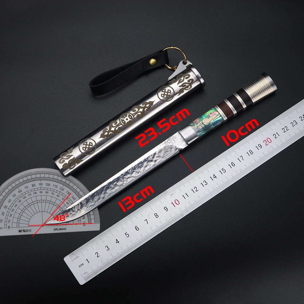 XUANFENG Color Shell Handle Damascus Steel Fruit Knife Including Knife Cover Fruit Knife Cutting Knife