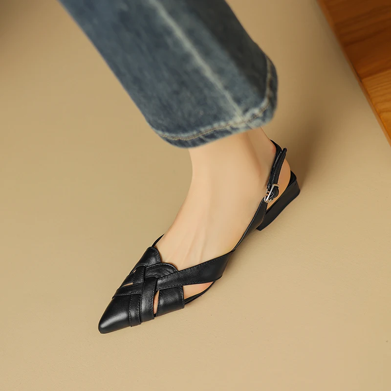 2026 new summer women sandals natural leather plus size 22-25.5cm cowhide+sheepskin+pigskin cross-strap ankle-buckle women shoes - view 5