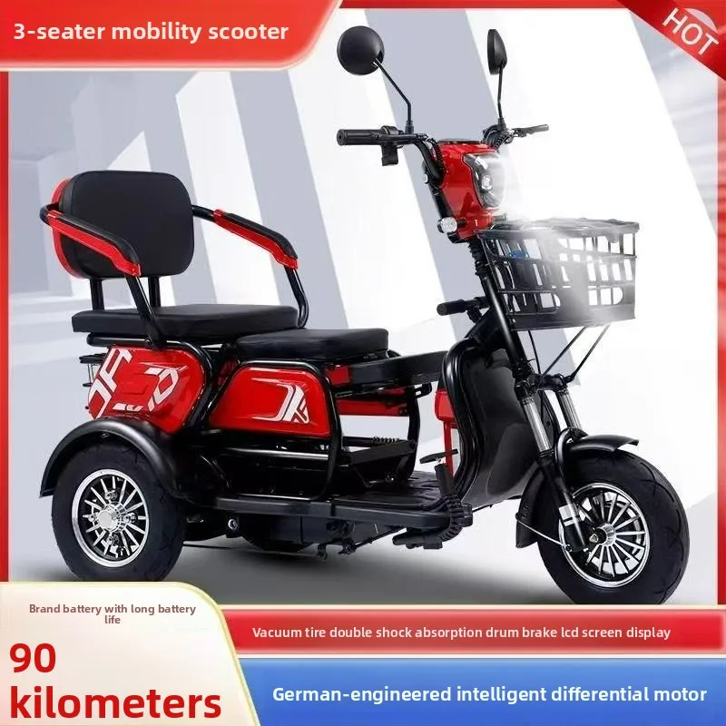 

60v 30ah 120KM New Energy Electric Tricycle Household Car Electric Three-wheeled Elderly Electric Motorcycle