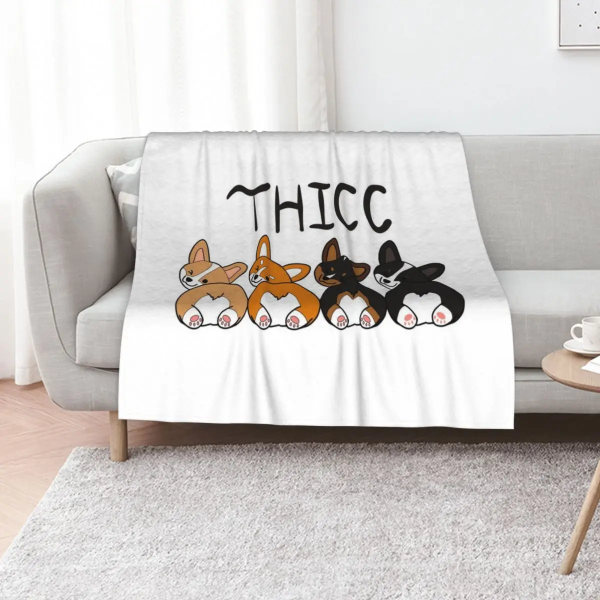 Плед Thicc Corgis из искусственного меха, мягкий и теплый, для кровати