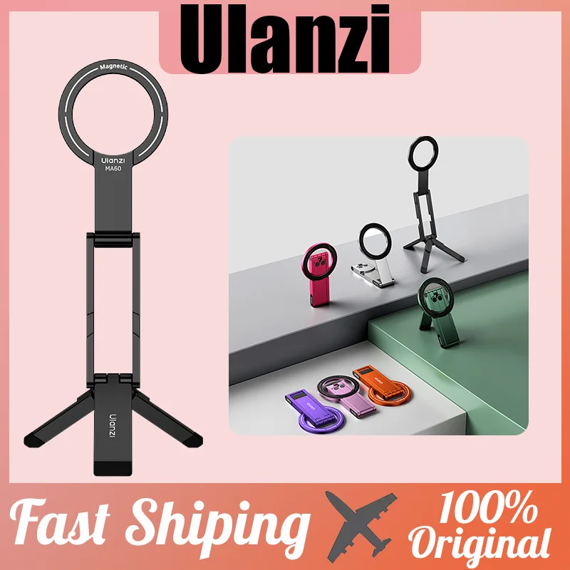 Ulanzi MA60 Mobile Holder Foldable Magnetic Tripod With Magnetic Ring Selfie Phone Mount Desktop Tripod For iPhone Android