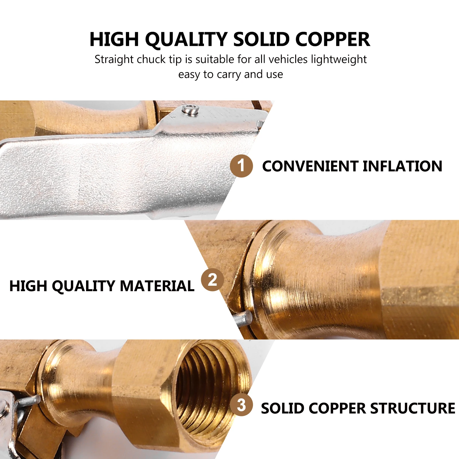 5 قطعة منفاخ لإطارات السيارة تشاك النحاس البناء متوافق ضاغط مستقيم تلميح بطيئة تضخيم مغلق تشاك 250PSI #6