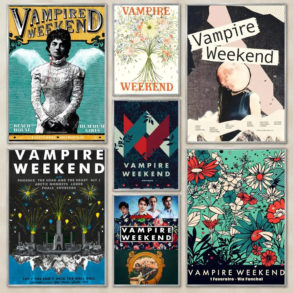 Breezy Rhythmic Band V-Vampire Weekend Poster Self-Adhesive Wall Art HD Print For Dorm Teen Room Decor Gift