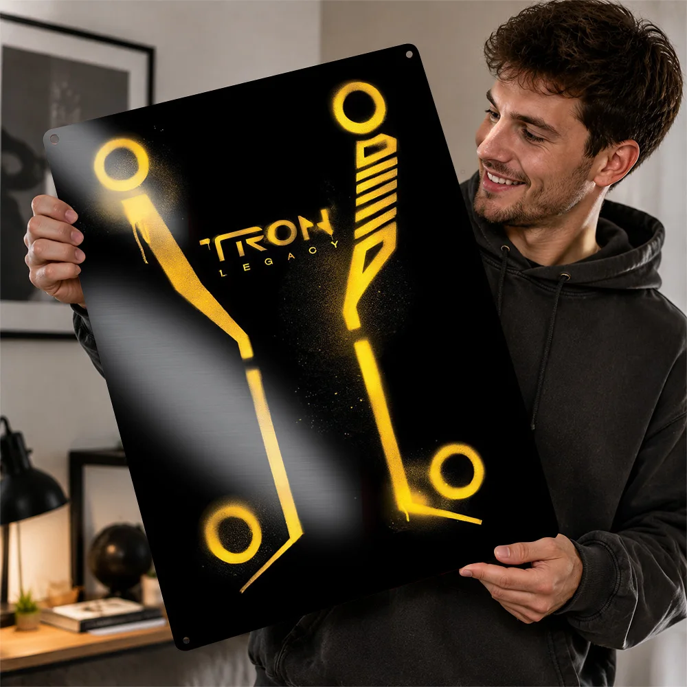 Tron Legacy Glowing Suit Printed Poster Cinematic Wall Art For Home Theater Personalized Aluminum Metal Sign Housewarming Gift