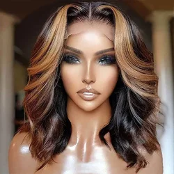 Short Women's Ombre Highlight Wigs Bob Human Hair Wig Hd Lace Body Wave Lace Front Wig Glueless Brazilian Wigs On Sale For Women