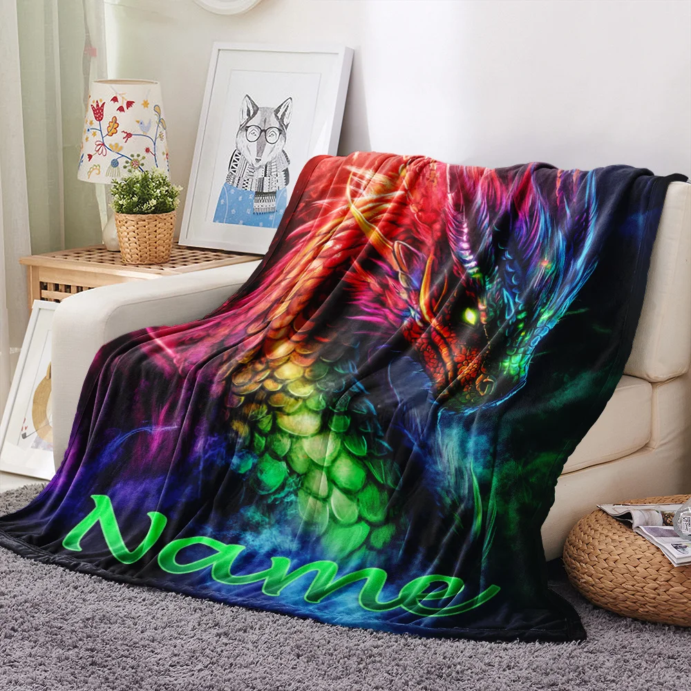 Benutzerdefinierte Name Glam Dragon Flanelldecke 100_ Polyester