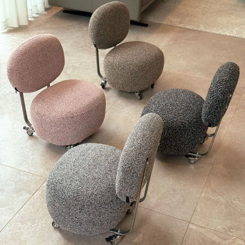 LTT universal wheel small stool high sense home backrest small chair pulley mobile stool