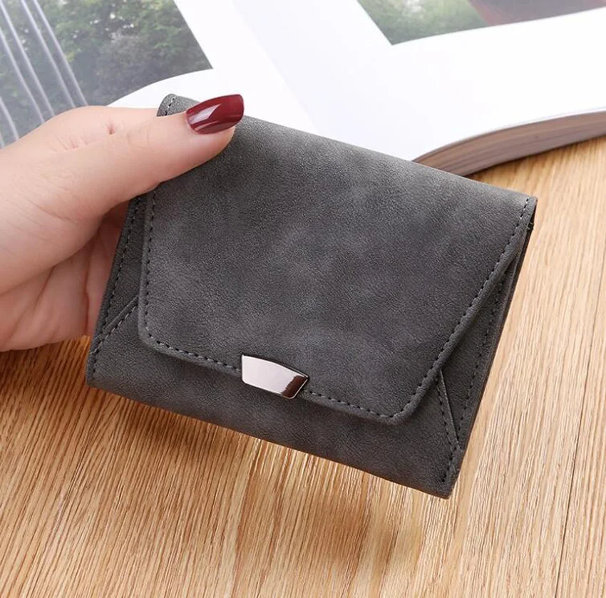 5pcs Wallets Women PU Plain Large Capacity Two Foldable Short Credit Card Holder