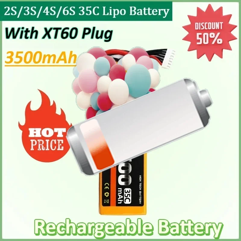 

3500mAh 2S/3S/4S/6S 35C High - Power RC Model Lithium Batteries Specially Designed for Fixed - Wing Drones FPV Racing Drones