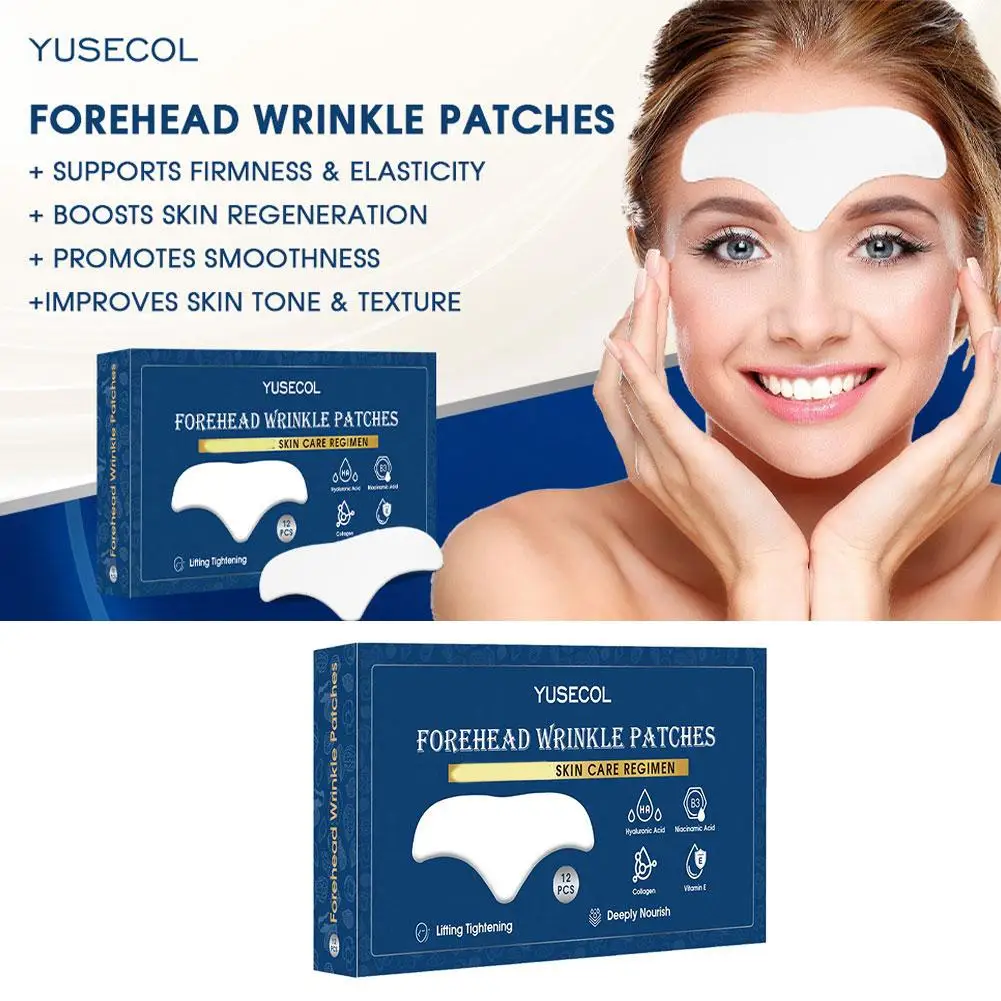 Forehead Wrinkle Patches12Pcs With Aloe &Niacinamic Acid Collagen Vitamin E Forehead Wrinkles Treatment For Smoothing Fine Lines