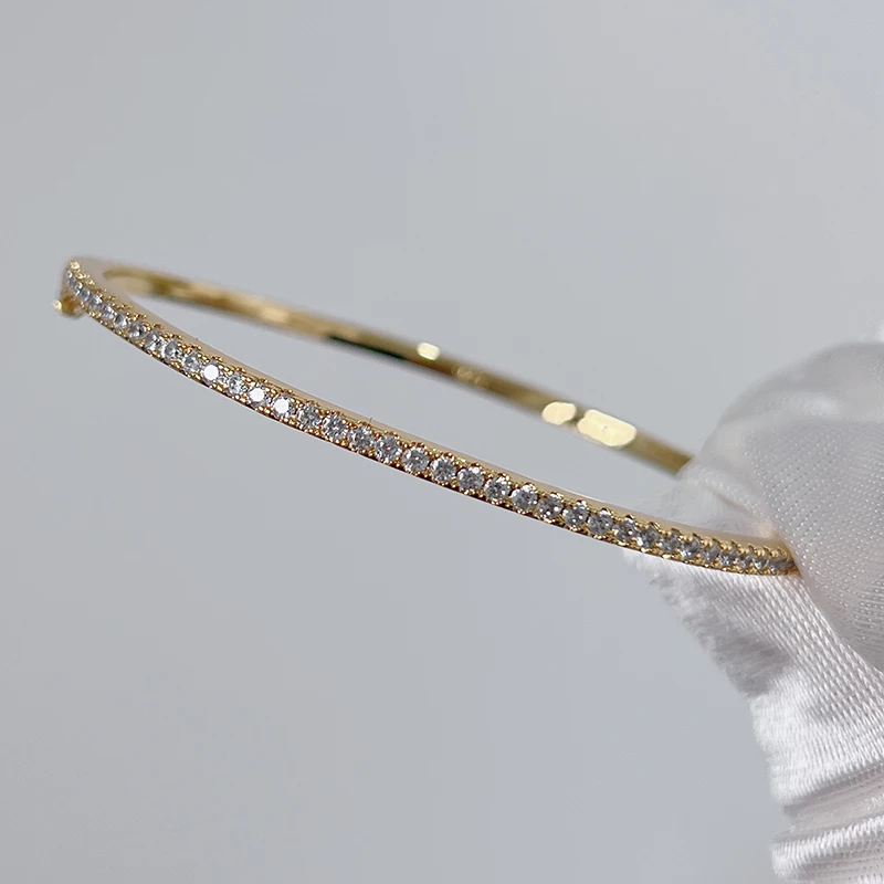Qualität Marke Reinem 925 Sterling Silber Schmuck Für Frauen Gold Armreif Bewegen Diamant Armreif Hochzeit Schmuck Um Niet 6 cm armreif