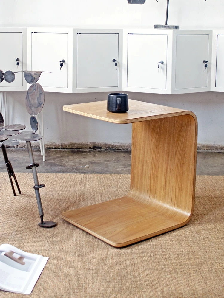 Side table C-shaped simple wooden movable small tea table, tatami, living room sofa, small corner, small tea