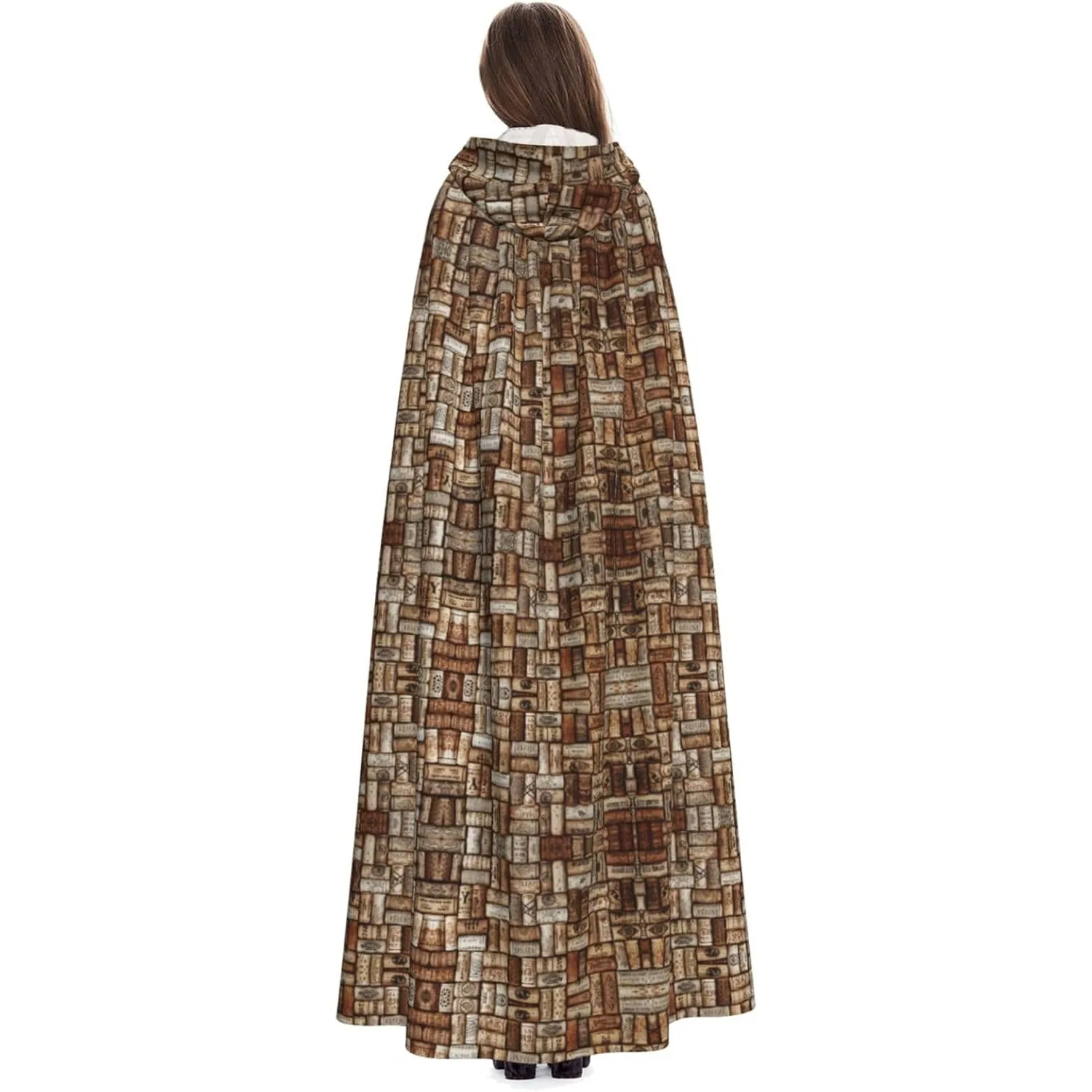 Wine cork print Adult Hooded Cape Carnival Festival Cape Cosplay Robe Costume party Gothic Carnival