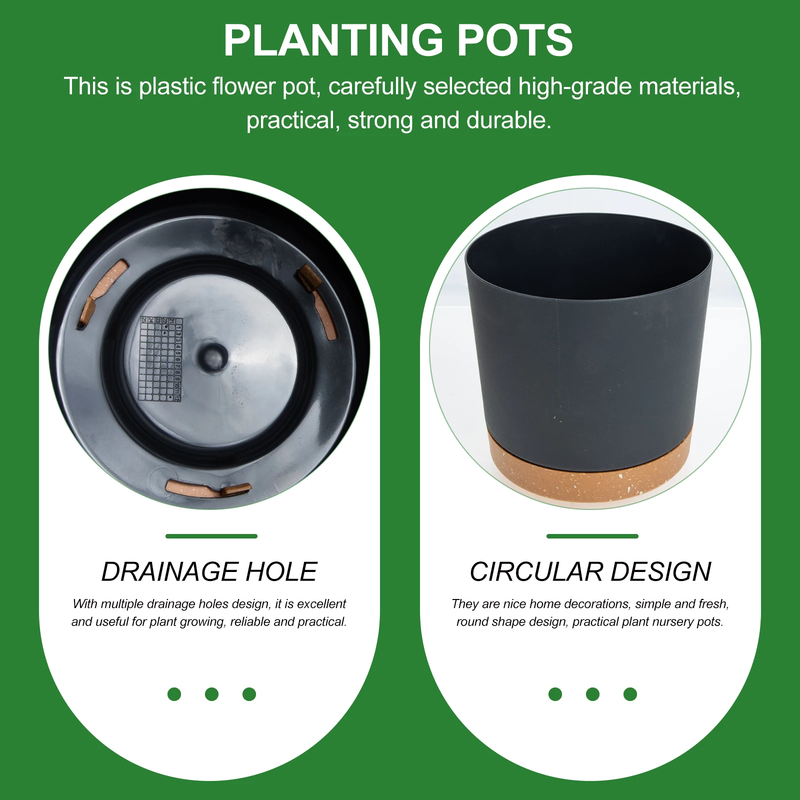 

2 Pcs Pot Round Flower Planter Pots for Indoor Plants Nursery Plastic Garden Planters