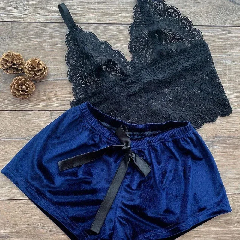 Pijamas de mujer, conjunto de sujetador de encaje Sexy, reúne belleza en la espalda, moda cómoda, ropa interior para niñas, lencería de dos piezas, sujetadores, vestidos para dormir