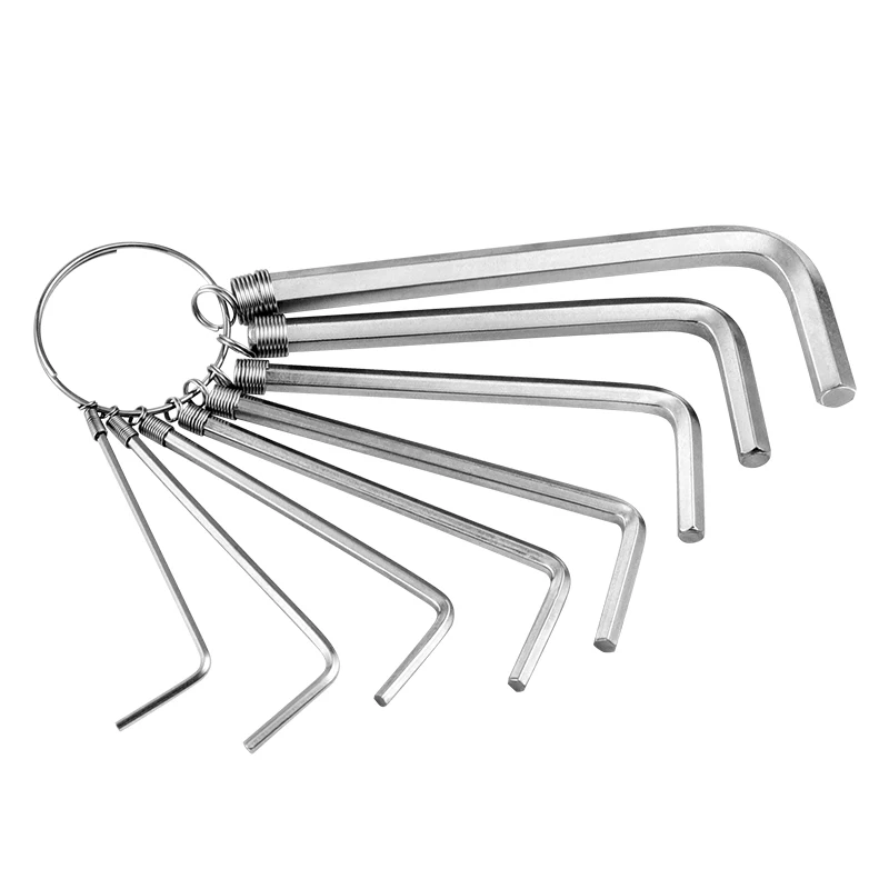 8 pz 10 pz 0.5-10mm Mini esagonale esagonale catena chiave a brugola Set chiave cacciavite Kit strumento in acciaio legato