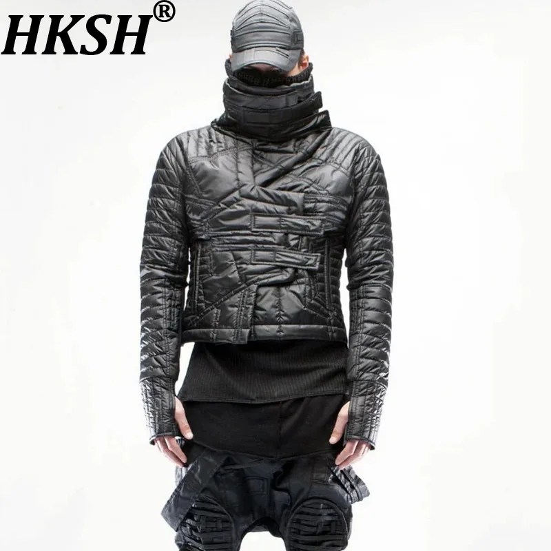 HKSH  Spring Autumn Winter New Men's Tide Dark Padded Coats Waste Land Dark Niche Geometric Asymmetrical Slim Down Jacket HK0210
