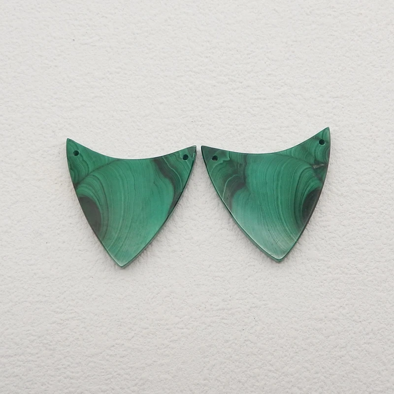 Natural Stone Malachite Double Holes Earring Bead,Earrings Accessories For Women,Fashion Jewelry DIY Making 31x32x3mm 13g