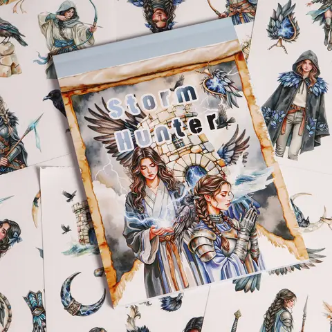 20sheets(non-repeating) Large Size PET and Paper Self-adhesive Sticker Book, for Glass Decor, Skateboards, Scrapbooking Supplies