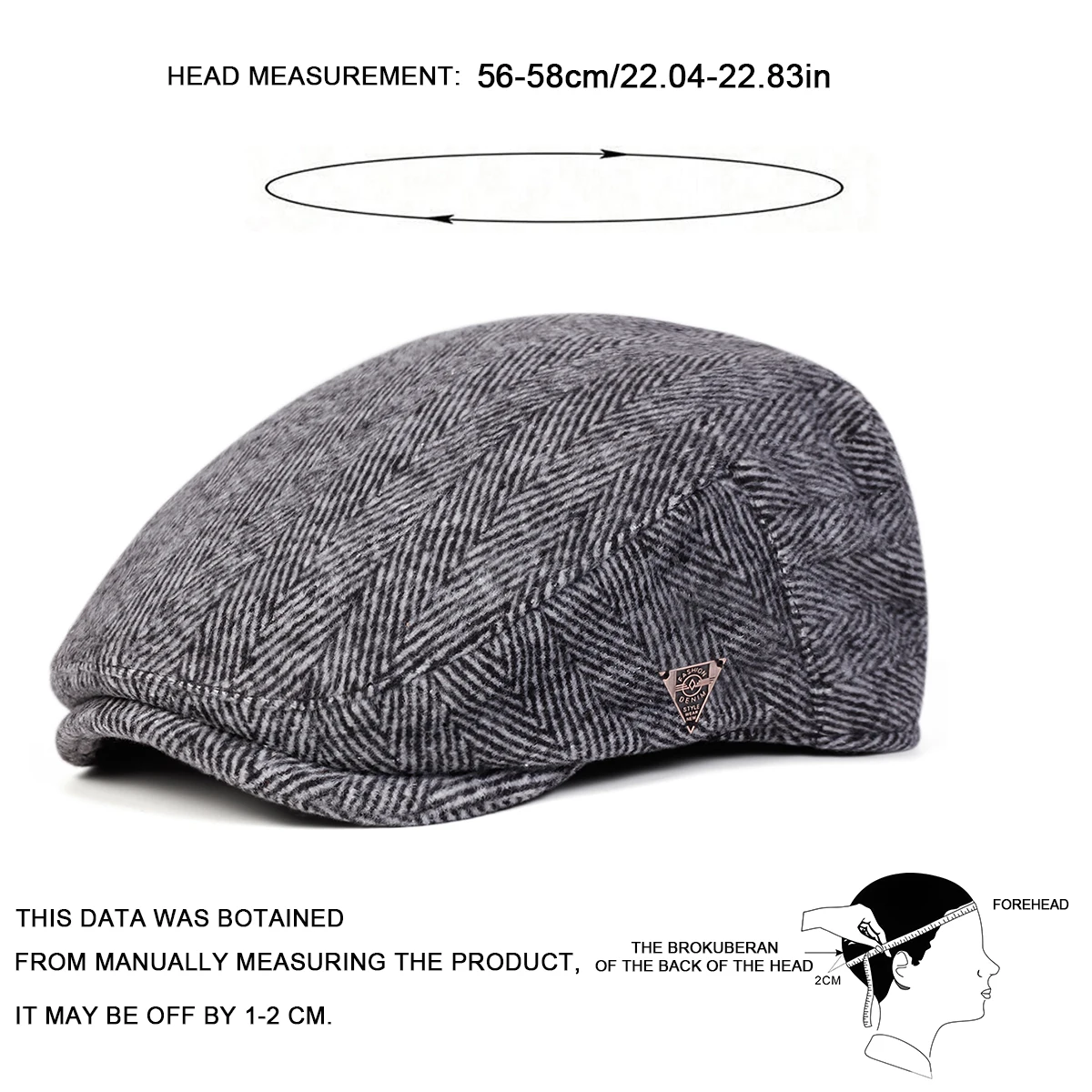 Unisex FASHION DENIM Letter Label Herringbone Beret Hat Men and Women Painters Hats Autumn and Winter Warm Berets Flat Caps