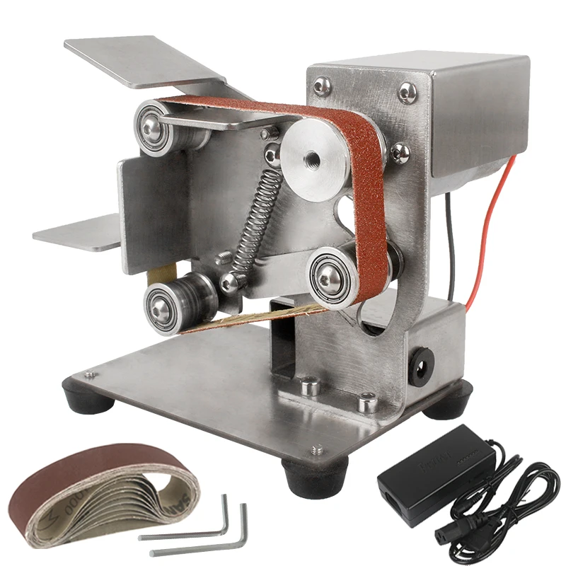 110V-220V Mini Belt Sander Grinding Machine Sharpening Sanding Grinding Tool Electric Sander DIY Polisher Machine DC 12-24V