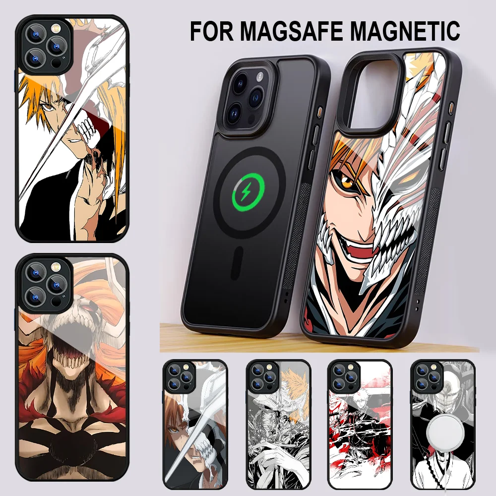 Anime Bleach Ichigo Kurosaki Phone Case For IPhone 16 15 14 13 Pro Max 11 12 Mini Alex Mirror For Magsafe Wireless Charging Cove