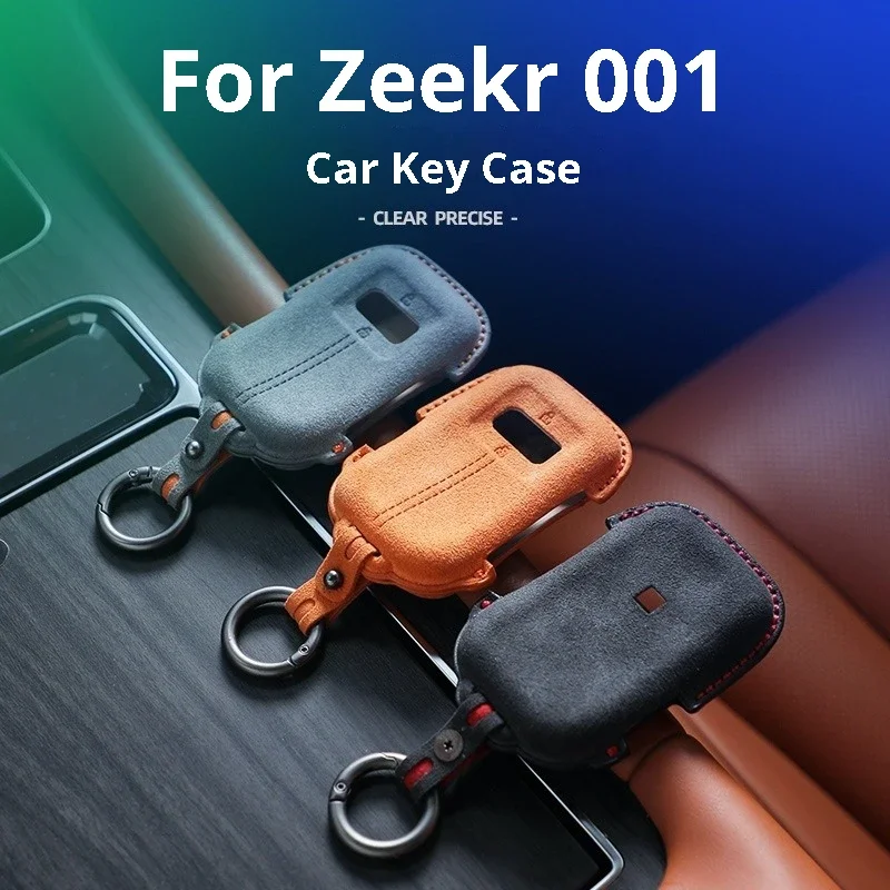 For Zeekr 001 Car Key Case 3D Key Fob Suede Cover Anti Scratch Protector Remote Key Cover Keychain Holder Shell Accessories