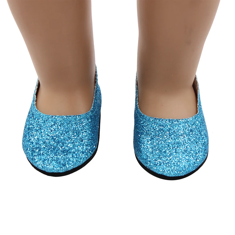 7 cm nieuwe mode baby pailletten pop schoenen handleiding canvas schoenen voor 43 cm poppen baby pasgeboren en 18 inch Amerikaanse poppen meisje cadeau - afbeelding 1