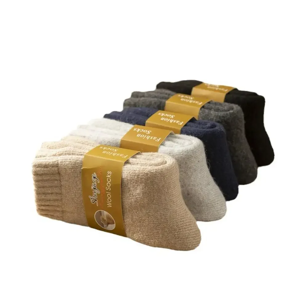 Winter Plain Plush Wool Crew Socks Lined Cozy Terry Stockings Towel Hosiery Unisex Footwear Bulk Deal One Size2024New Warm Socks