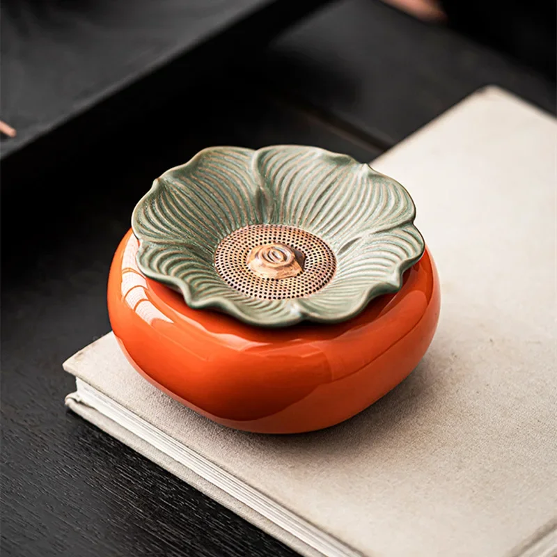 Persimmon Shaped Tea Strainer Filter Set Household All Ceramic Tea Filter Screen Tea Set Accessories Ceramic Automatic Filter